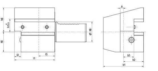 VDI C3 Inverted Axial Tool Holder - Right: dimension drawing with catalogue reference labels
