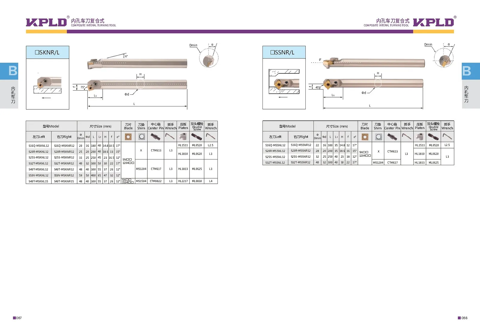 Original catalogue page 42: turning tools and accessory selection data.