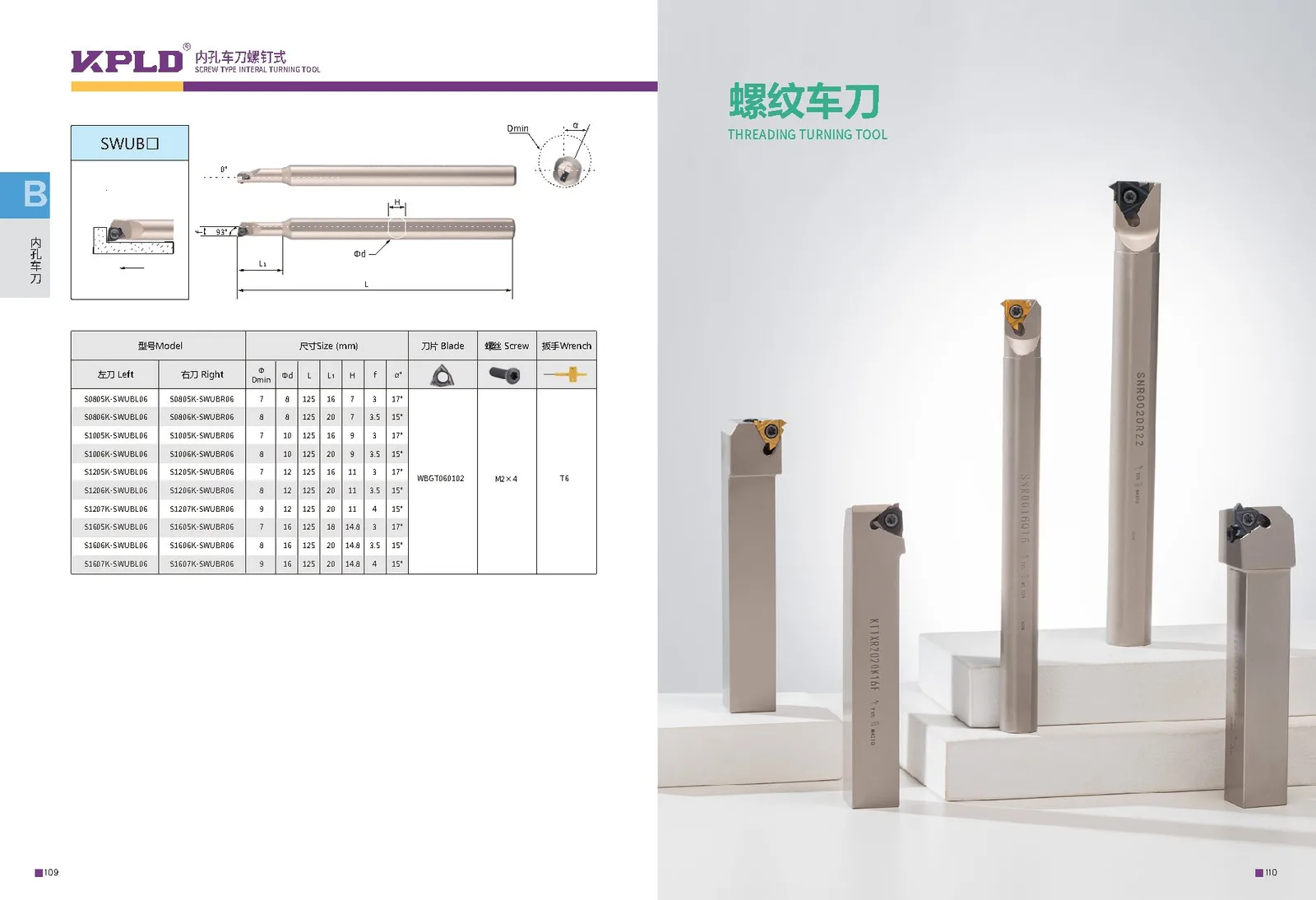 Original catalogue page 63: turning tools and accessory selection data.