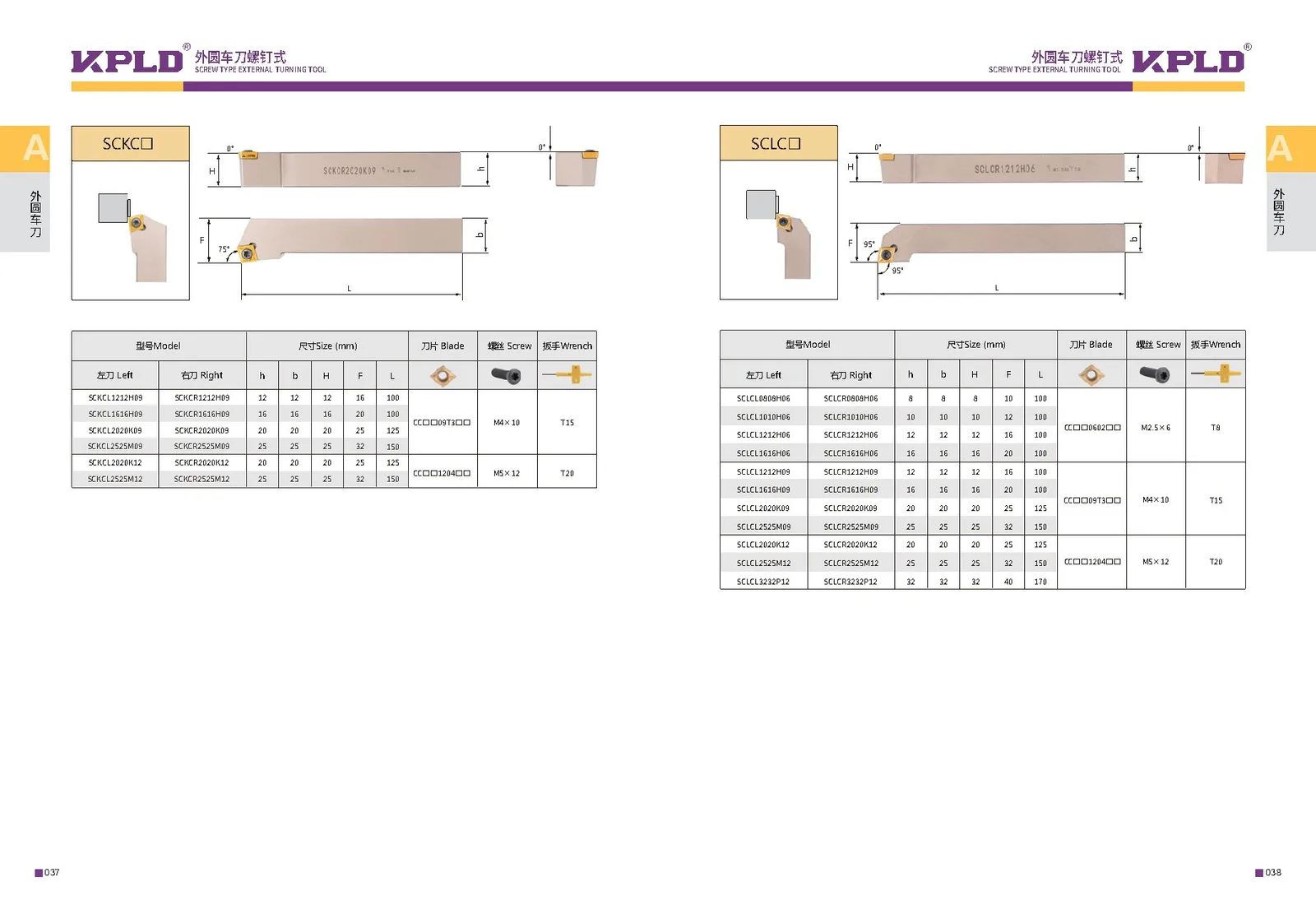 Original catalogue page 27: turning tools and accessory selection data.