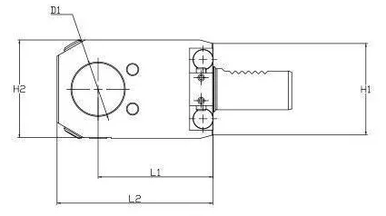 VDI T1 Radial Side-Lock Boring Holder: dimension drawing with catalogue reference labels