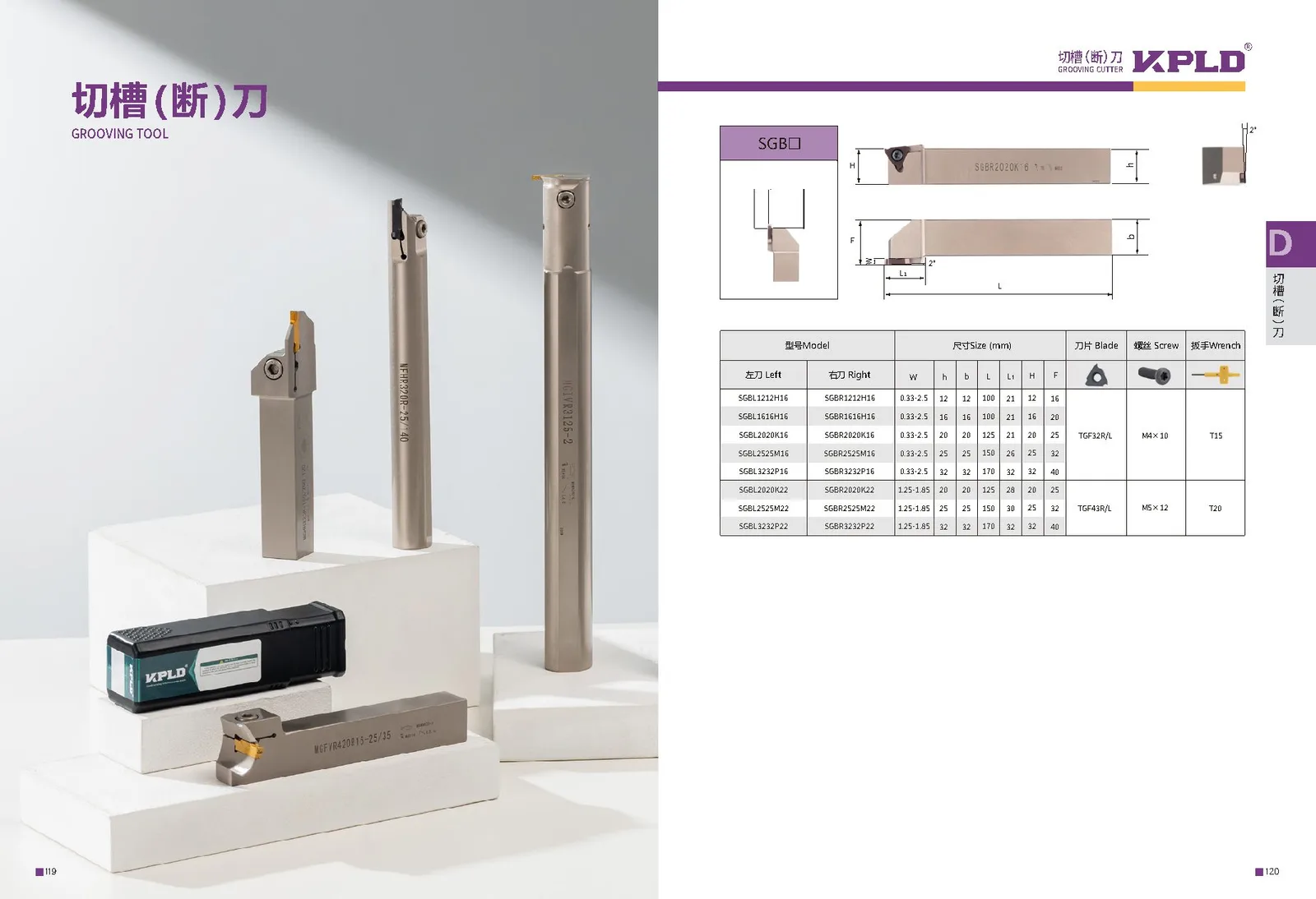 Original catalogue page 68: turning tools and accessory selection data.