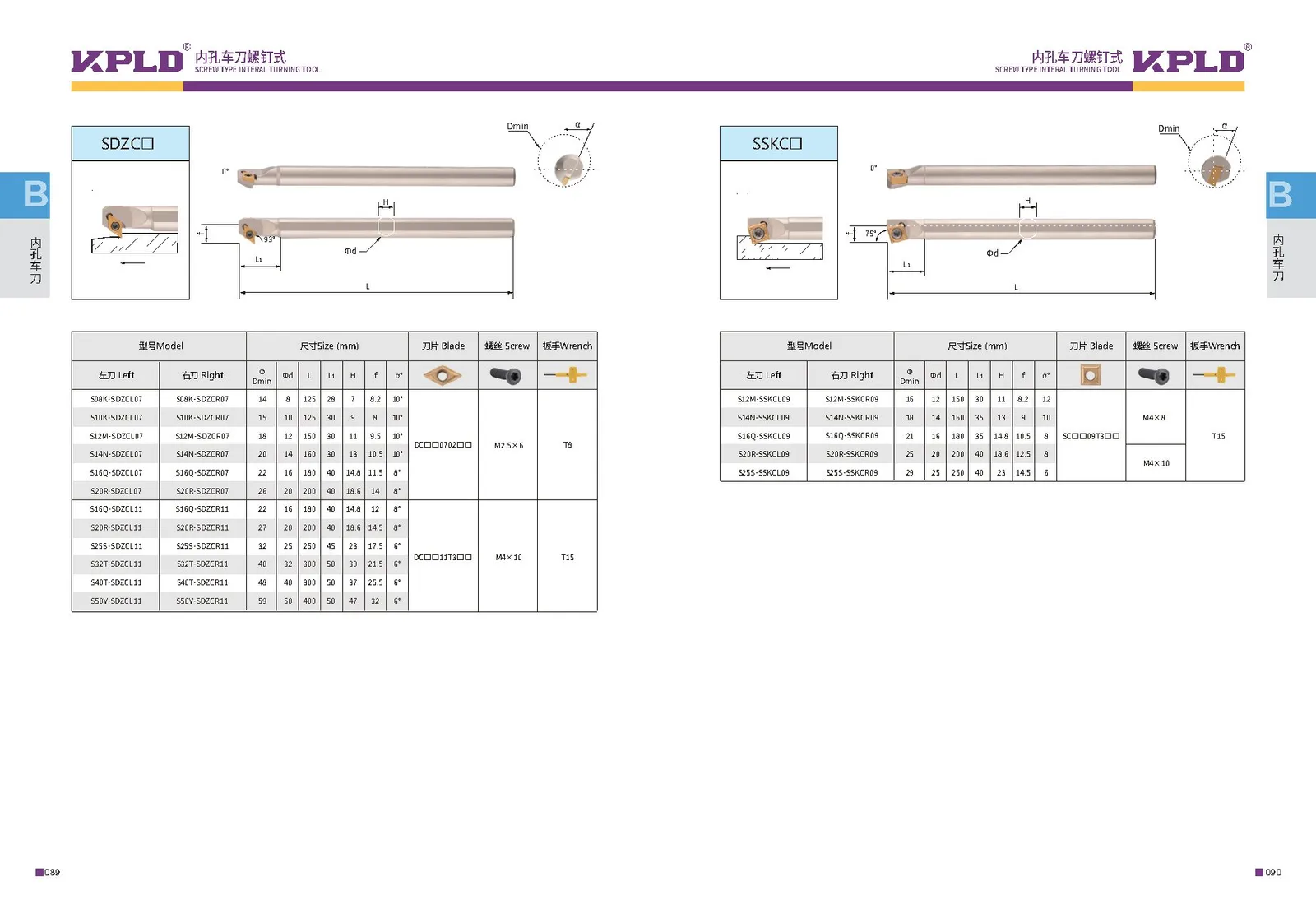 Original catalogue page 53: turning tools and accessory selection data.