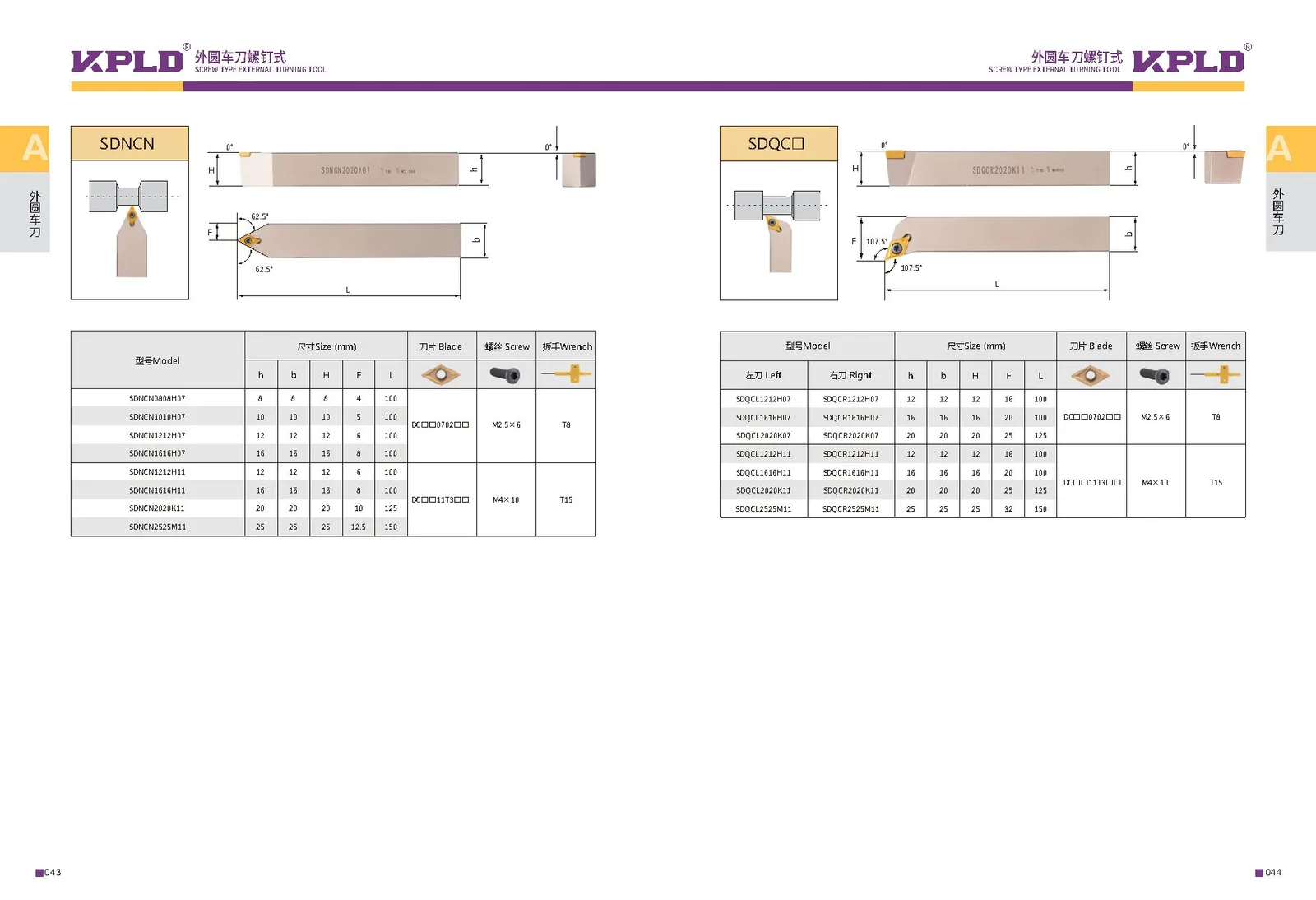 Original catalogue page 30: turning tools and accessory selection data.