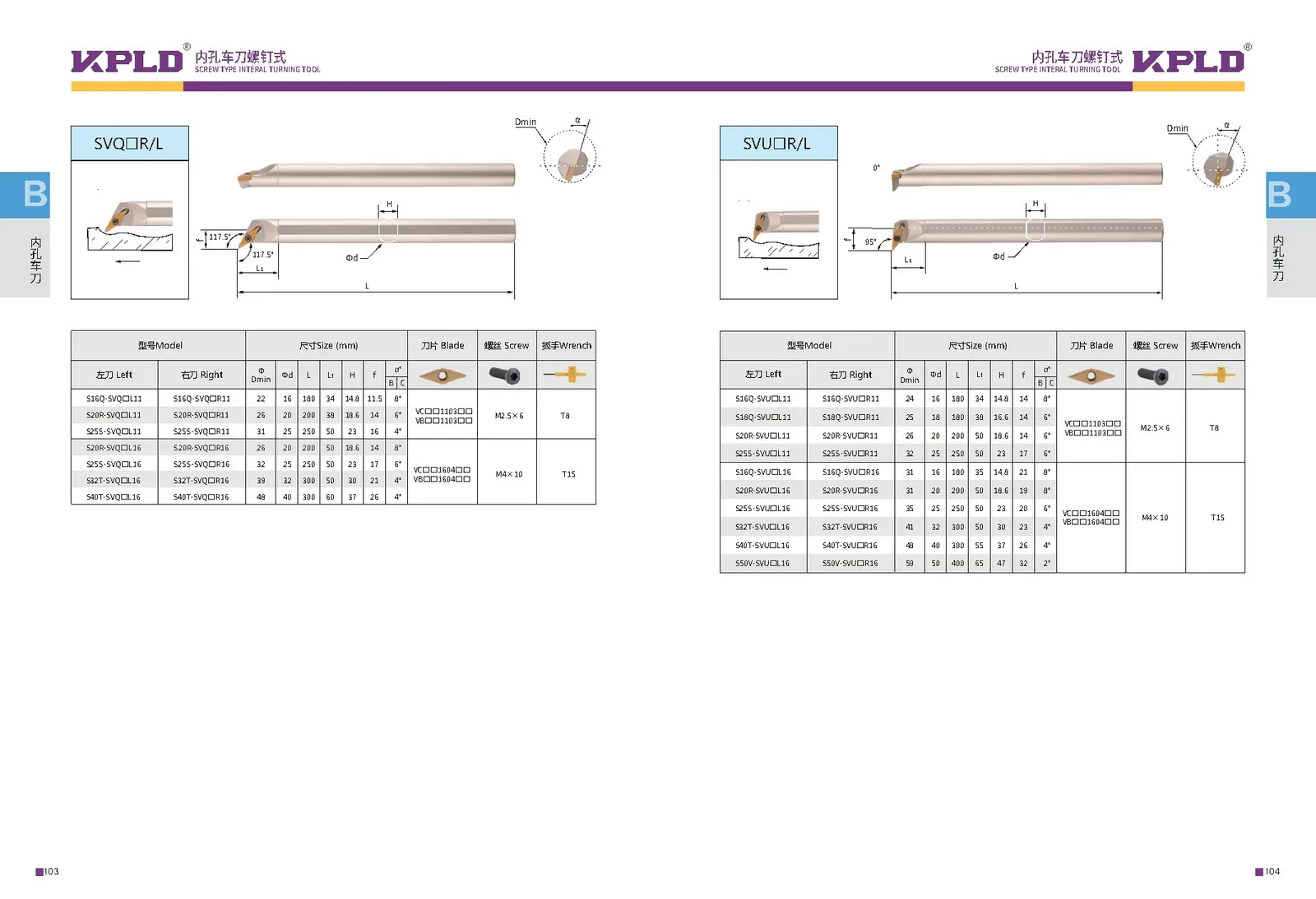 Original catalogue page 60: turning tools and accessory selection data.