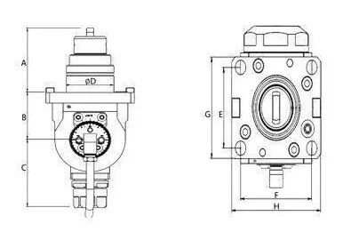 BMT Angular Driven Tool Holder: dimension drawing with catalogue reference labels
