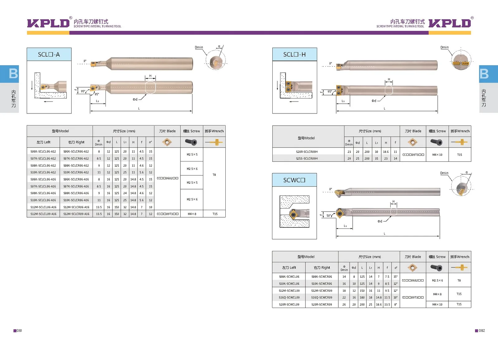Original catalogue page 49: turning tools and accessory selection data.