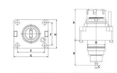 BMT Straight Driven Tool Holder: dimension drawing with catalogue reference labels
