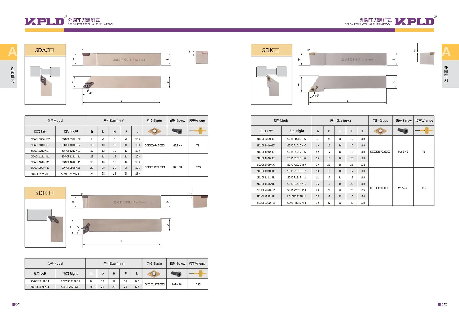 Original catalogue page 29: turning tools and accessory selection data.
