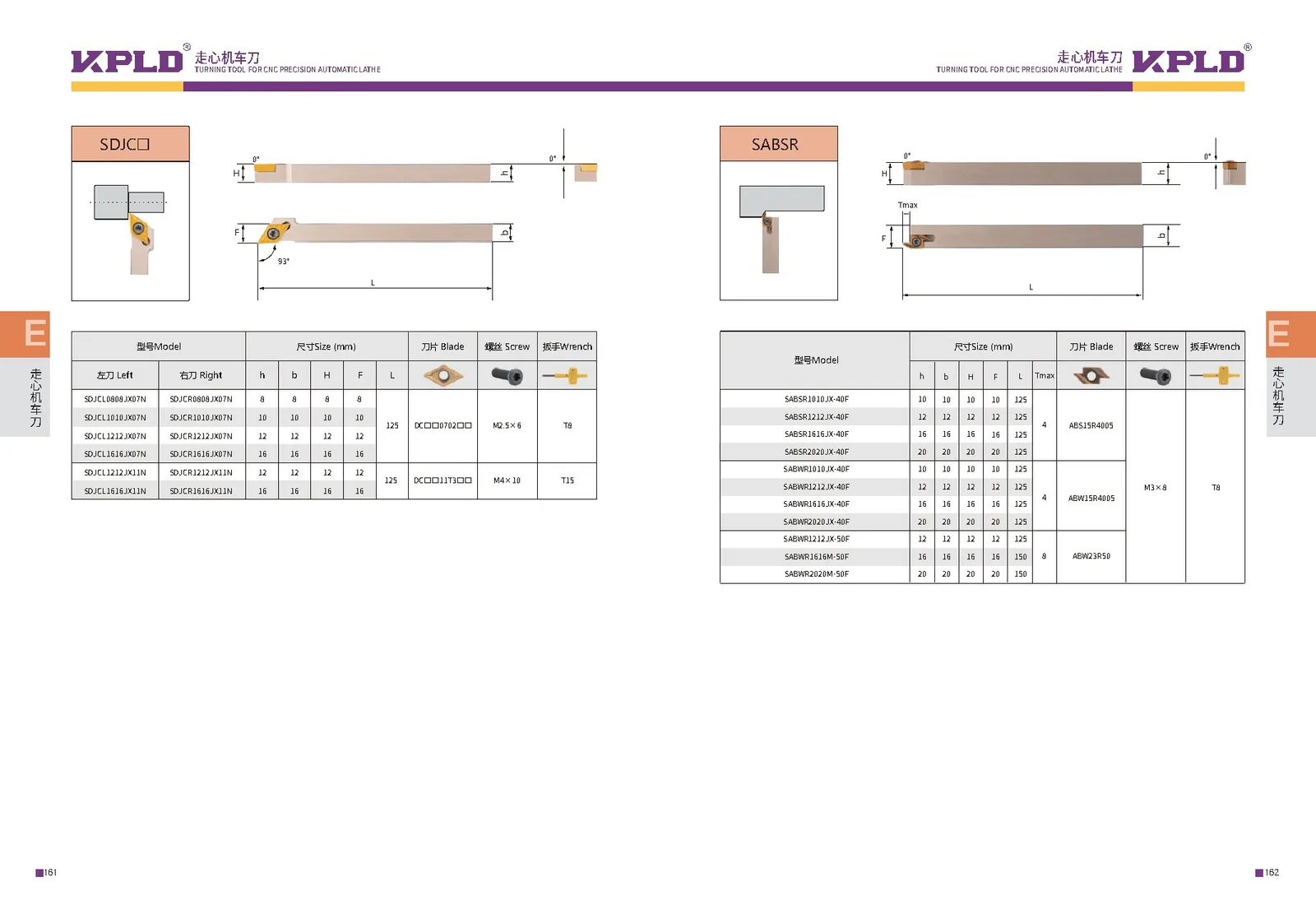 Original catalogue page 89: turning tools and accessory selection data.