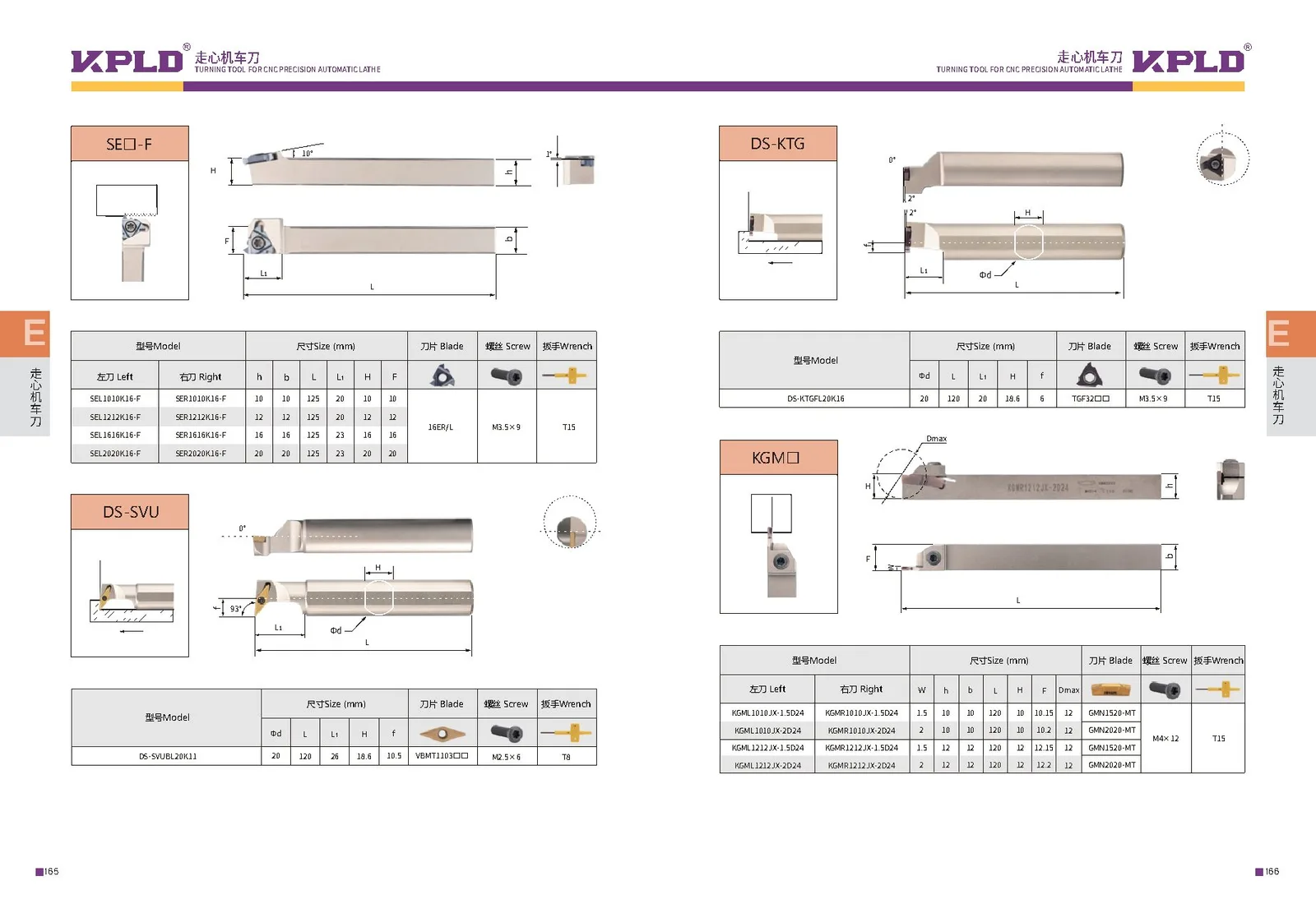 Original catalogue page 91: turning tools and accessory selection data.