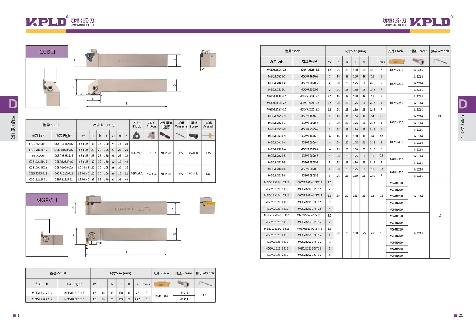 Original catalogue page 69: turning tools and accessory selection data.