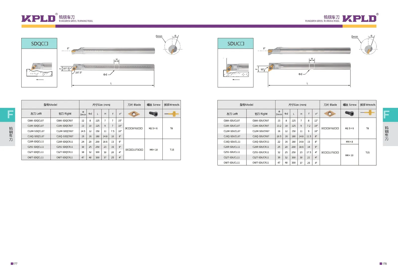 Original catalogue page 97: turning tools and accessory selection data.