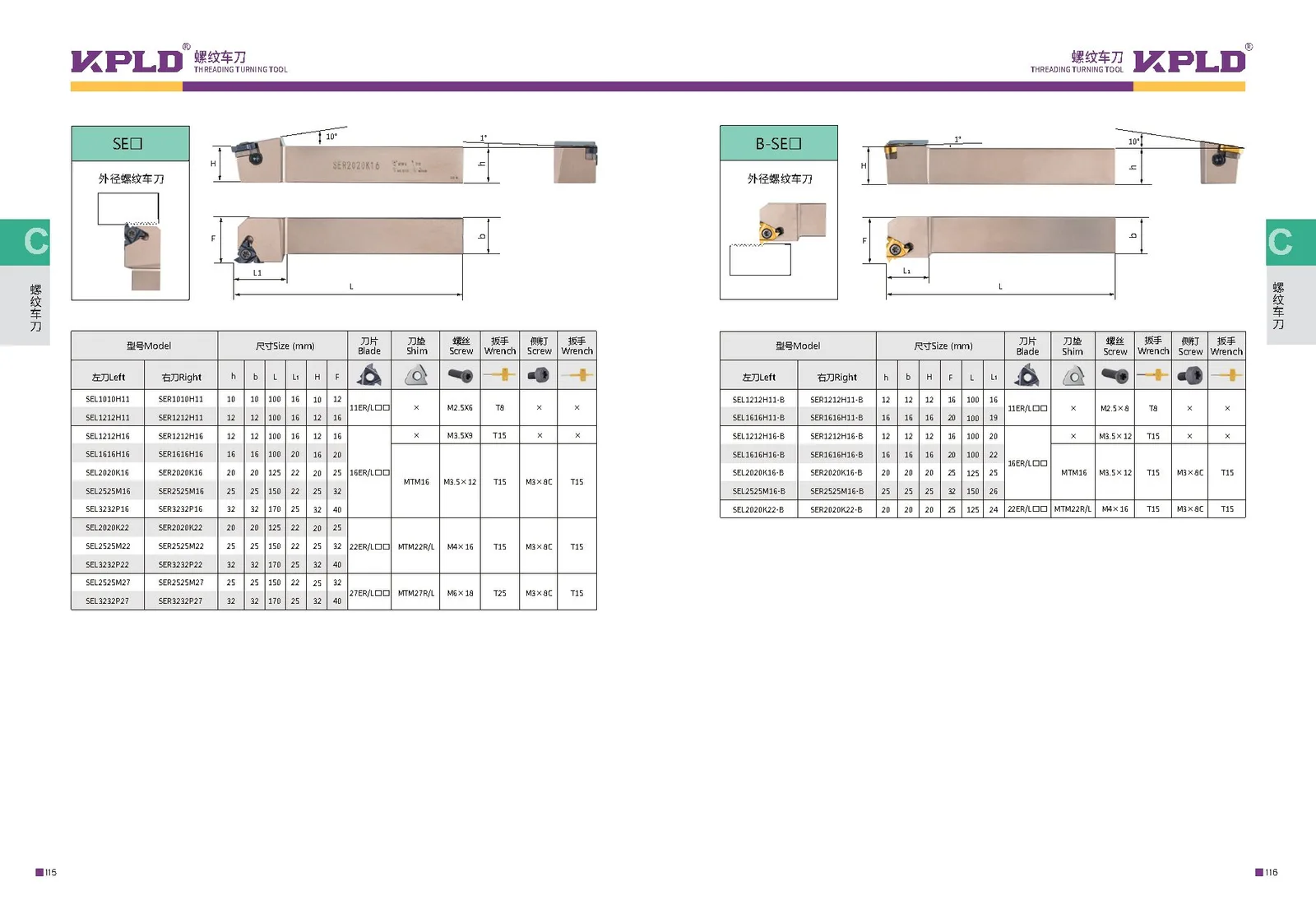 Original catalogue page 66: turning tools and accessory selection data.