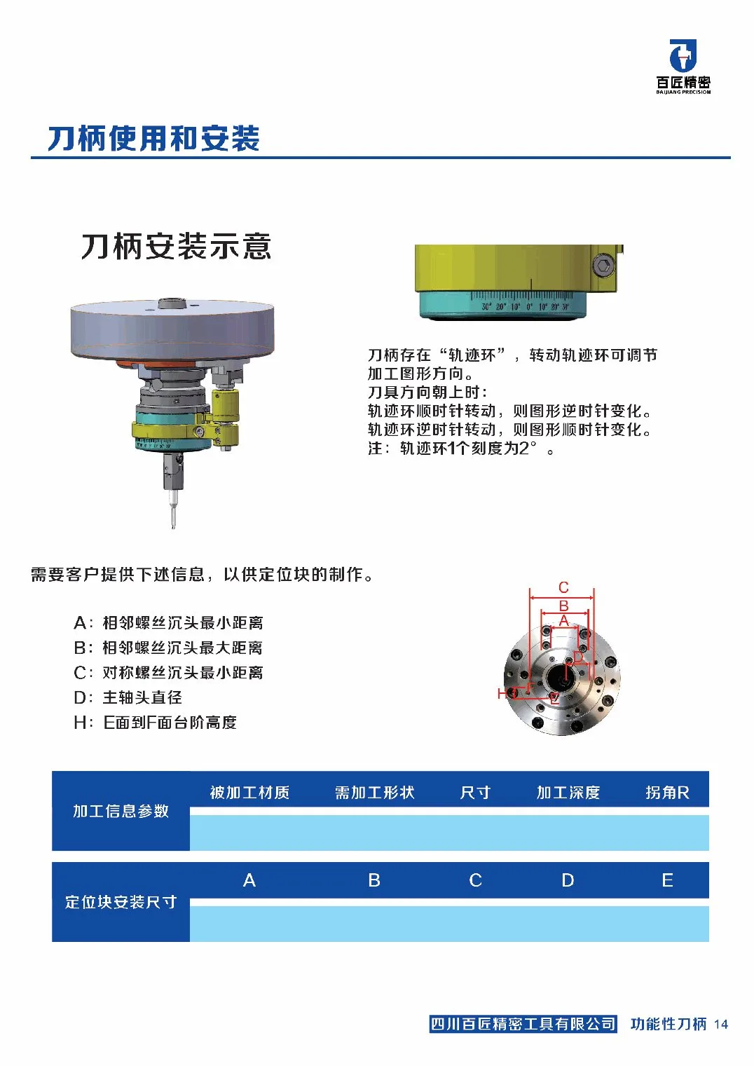 Polygon boring tool holder catalogue page 13; original drawing and table.