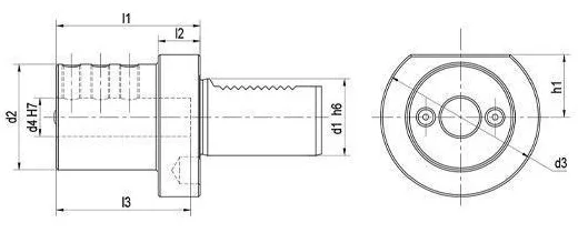 VDI E1 Indexable Drill Holder: dimension drawing with catalogue reference labels