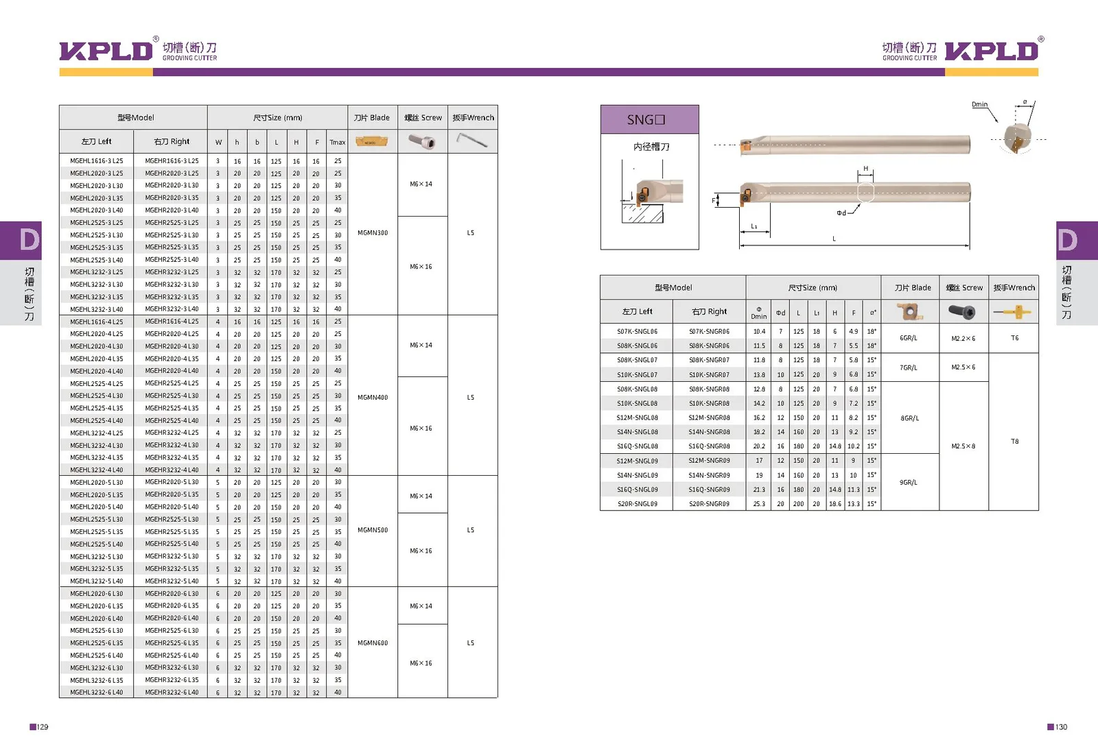 Original catalogue page 73: turning tools and accessory selection data.
