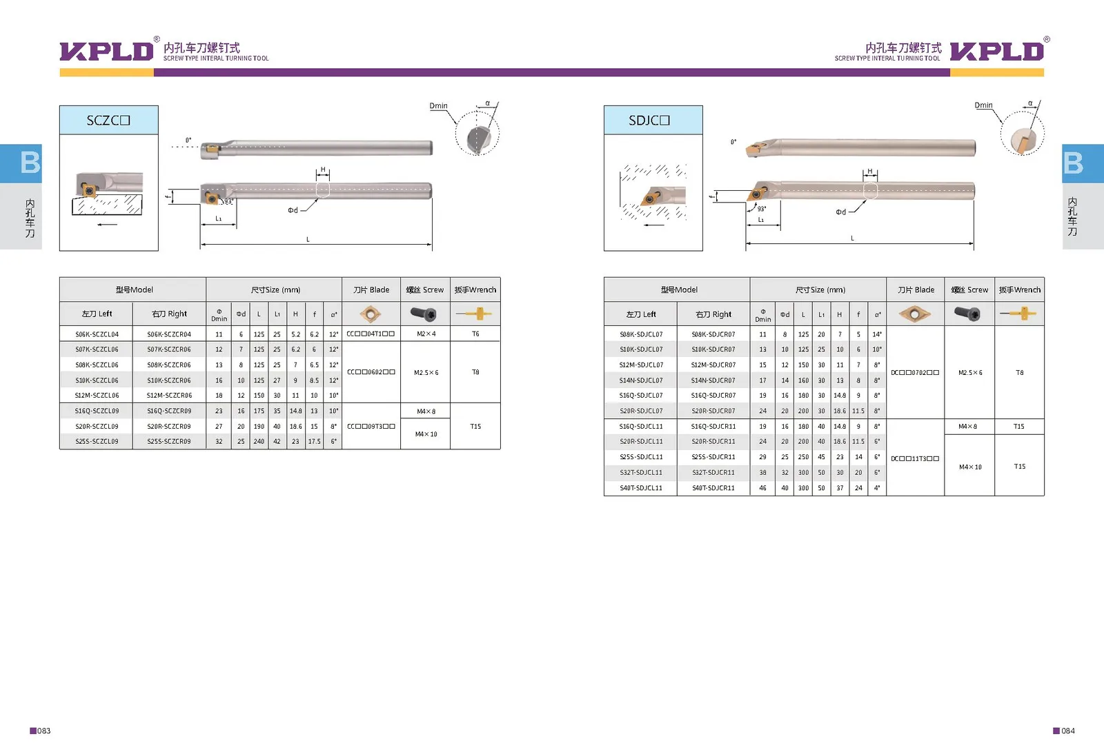 Original catalogue page 50: turning tools and accessory selection data.