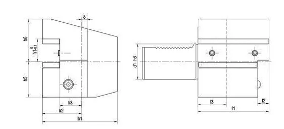 VDI C4 Inverted Axial Tool Holder - Left: dimension drawing with catalogue reference labels