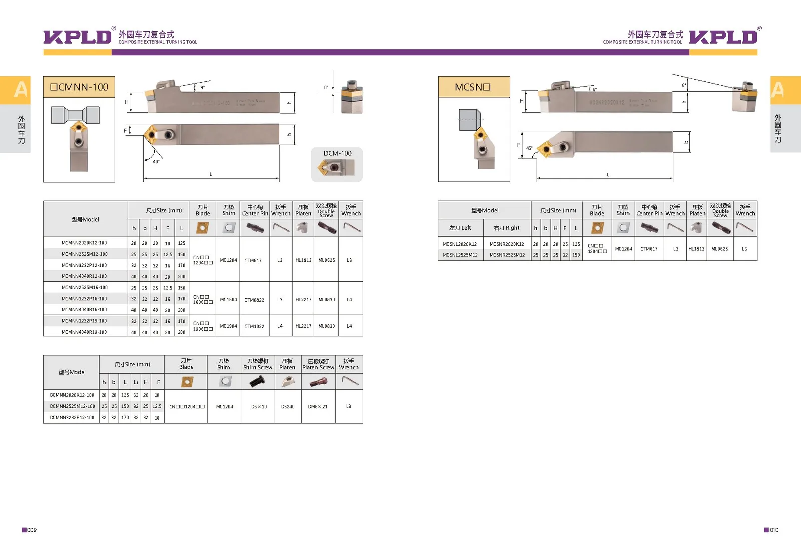 Original catalogue page 13: turning tools and accessory selection data.