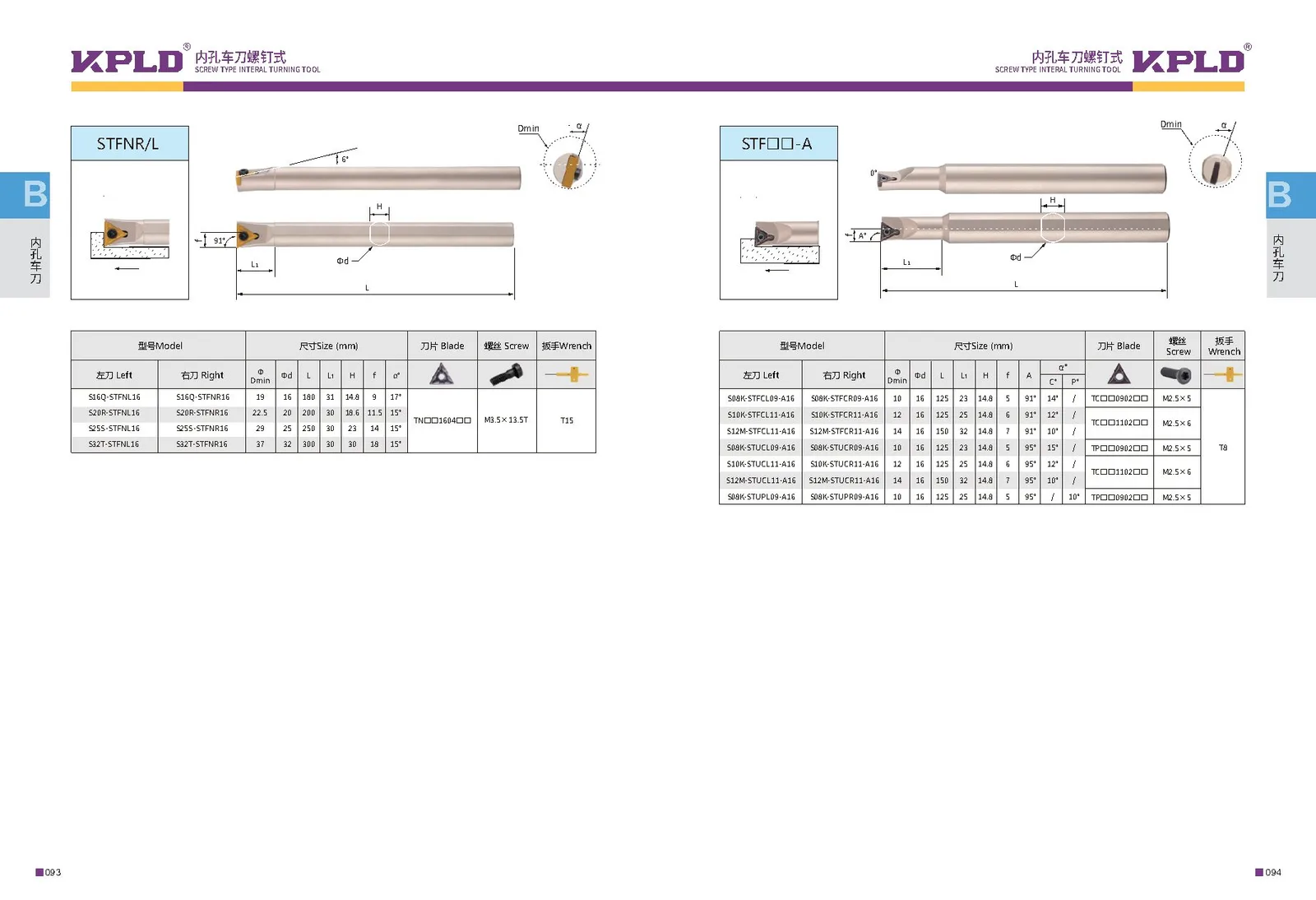 Original catalogue page 55: turning tools and accessory selection data.