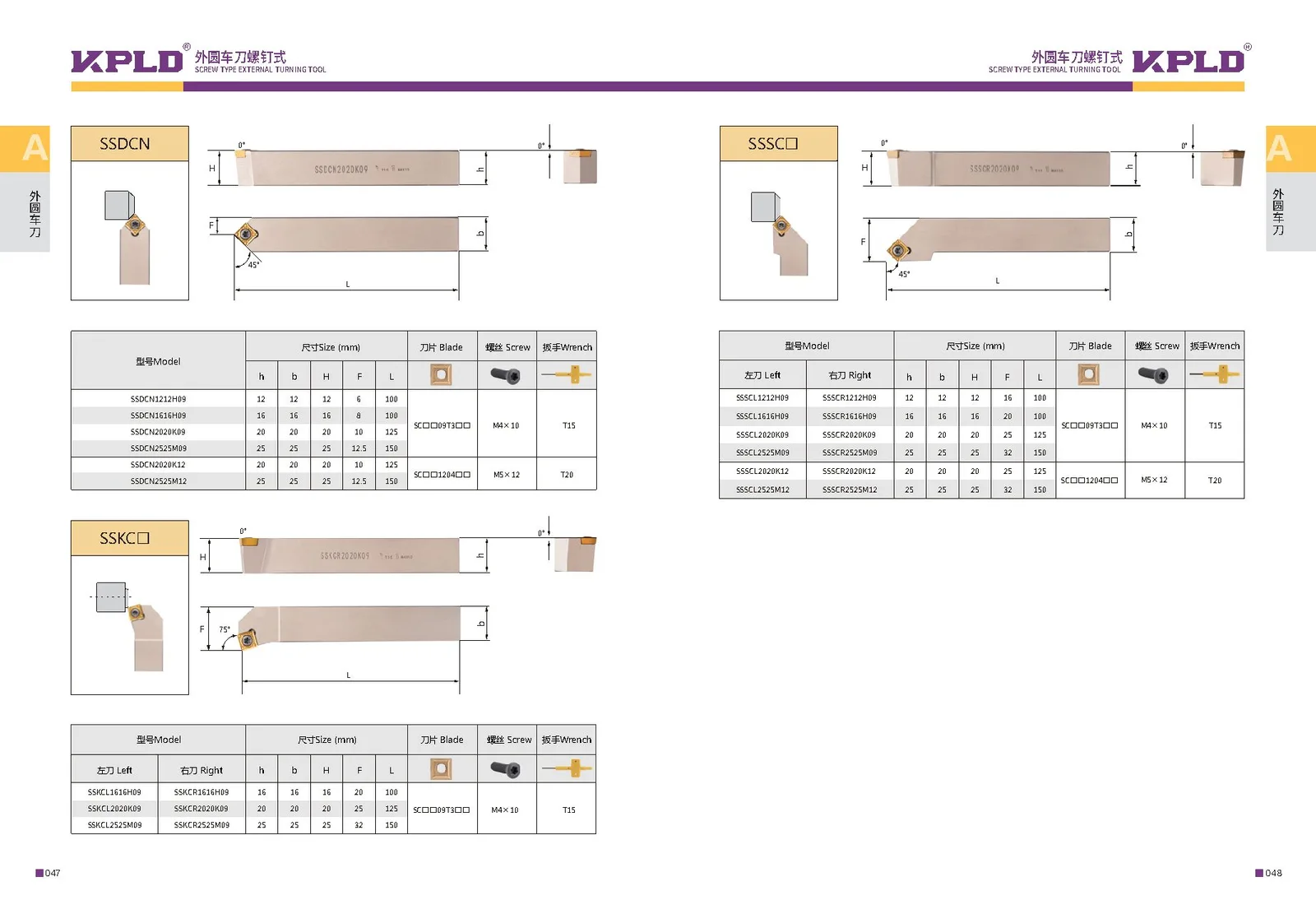 Original catalogue page 32: turning tools and accessory selection data.