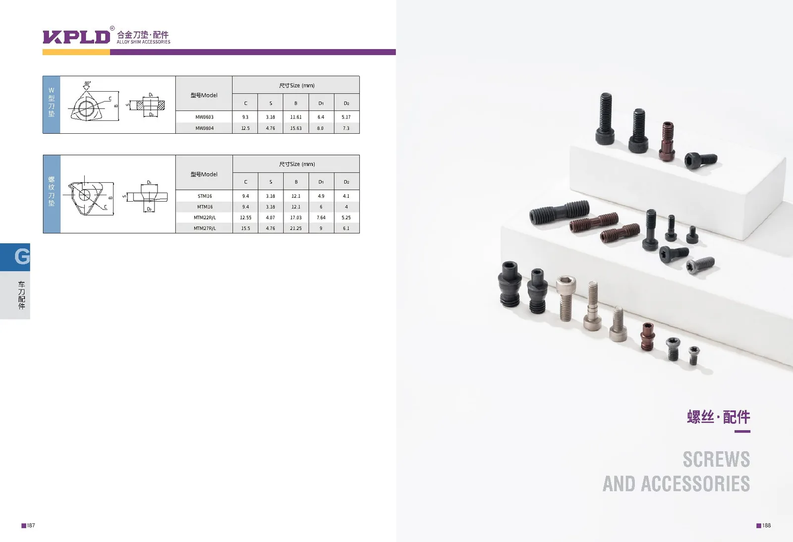 Original catalogue page 102: turning tools and accessory selection data.