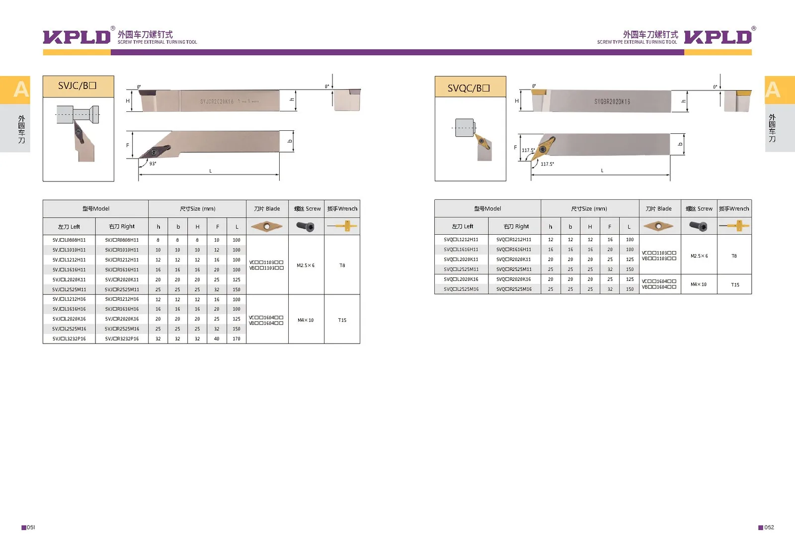 Original catalogue page 34: turning tools and accessory selection data.
