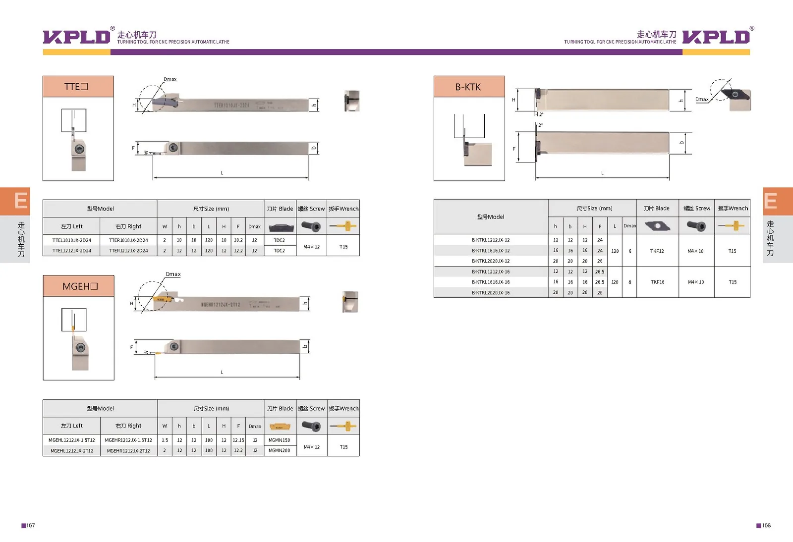 Original catalogue page 92: turning tools and accessory selection data.