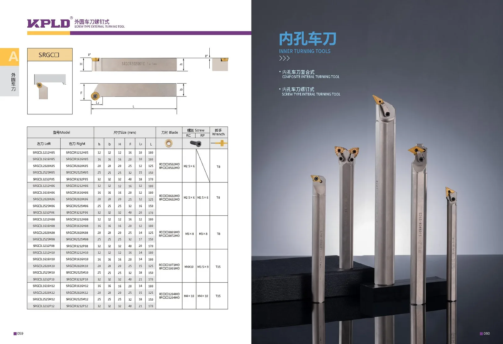 Original catalogue page 38: turning tools and accessory selection data.