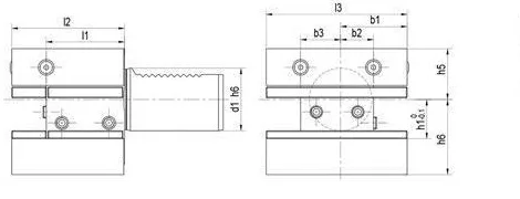 VDI D1 Multi-Seat Rectangular Tool Holder: dimension drawing with catalogue reference labels