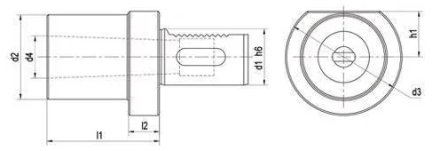 VDI Morse Taper Adapter Form F: dimension drawing with catalogue reference labels