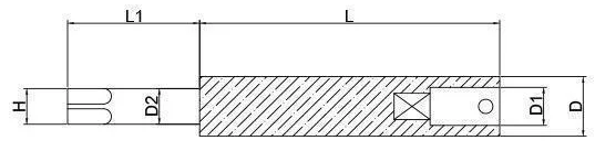 ISO Tap Extension Rod: dimension drawing with catalogue reference labels