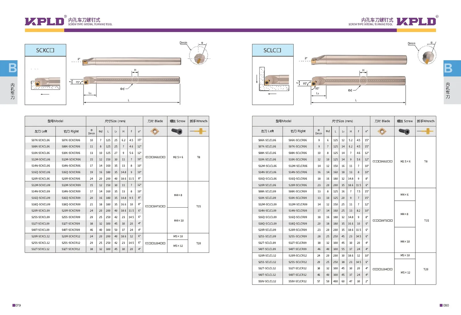 Original catalogue page 48: turning tools and accessory selection data.